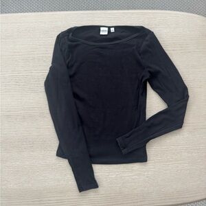 artizia homestretch ribbed long sleeve boatneck top